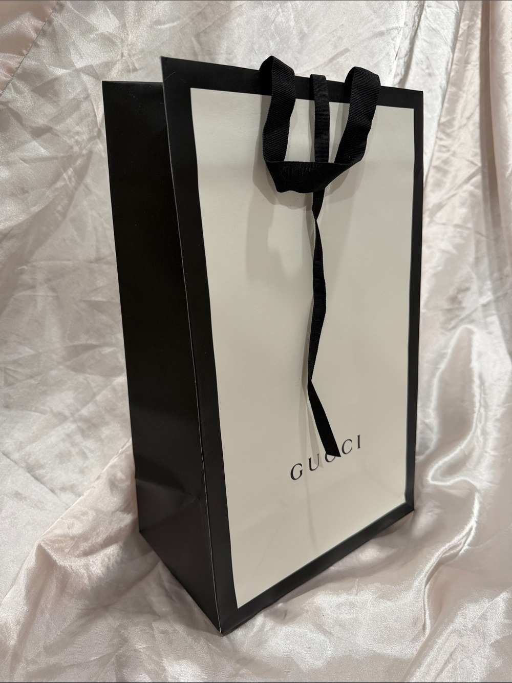 Gucci Black and White Shopping Gift Bag